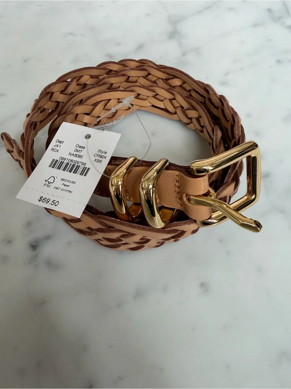 J.Crew Skinny Braided Belt in Italian Leather - NWT - Picture 2 of 7